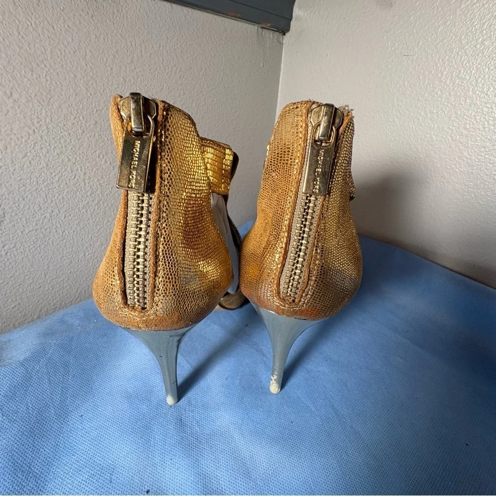 Michael Kors Metallic Gold Peep-Toe Heels